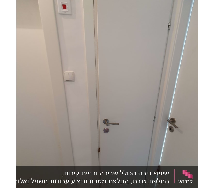 דלתות חדשות עם ידיות מתכת מותקנות